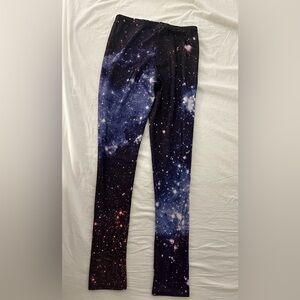 Galaxy Print Leggings & Silver Skirt